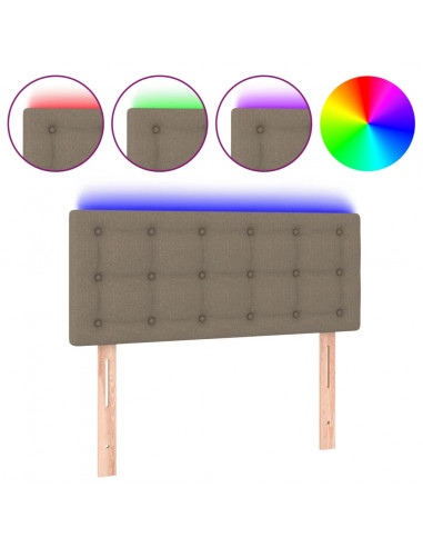 Testiera a LED Tortora 100x5x78/88 cm in Tessuto