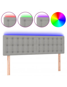 Testiera a LED Grigio Chiaro 144x5x78/88 cm in Tessuto 2