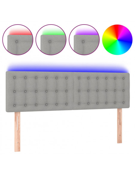 Testiera a LED Grigio Chiaro 144x5x78/88 cm in Tessuto