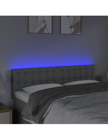 Testiera a LED Grigio Chiaro 144x5x78/88 cm in Tessuto