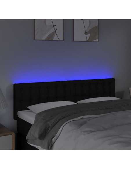 Testiera a LED Nera 144x5x78/88 cm in Tessuto