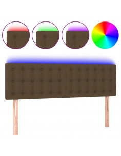 Testiera a LED Marrone Scuro 144x5x78/88 cm in Tessuto 2