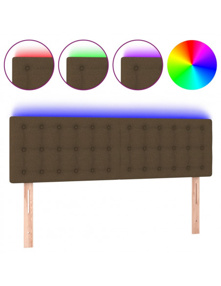 Testiera a LED Marrone Scuro 144x5x78/88 cm in Tessuto