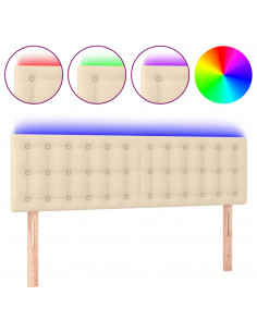 Testiera a LED Crema 144x5x78/88 cm in Tessuto 2