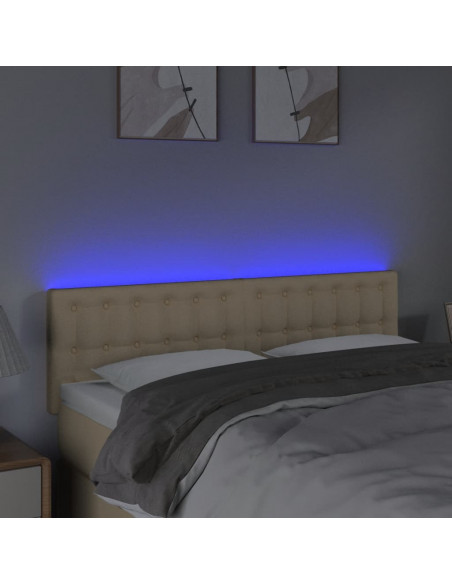 Testiera a LED Crema 144x5x78/88 cm in Tessuto