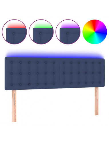 Testiera a LED Blu 144x5x78/88 cm in Tessuto