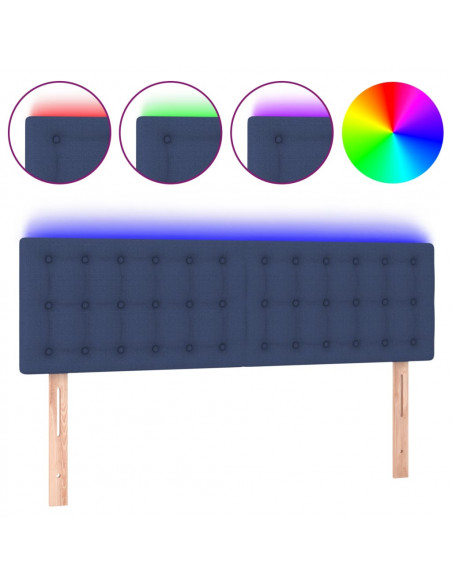 Testiera a LED Blu 144x5x78/88 cm in Tessuto