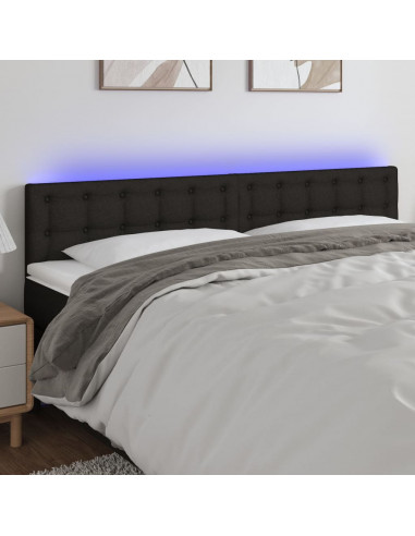 Testiera a LED Nera 200x5x78/88 cm in Tessuto