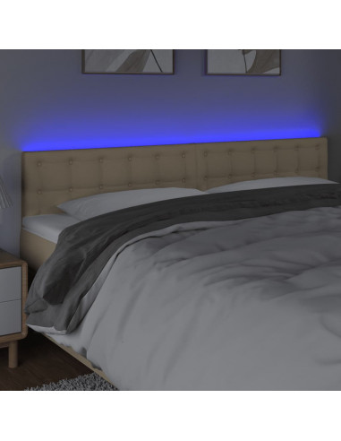 Testiera a LED Crema 200x5x78/88 cm in Tessuto