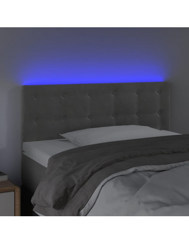 Testiera a LED Grigio Chiaro 100x5x78/88 cm in Velluto