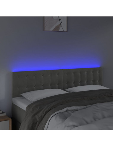 Testiera a LED Grigio Chiaro 144x5x78/88 cm in Velluto