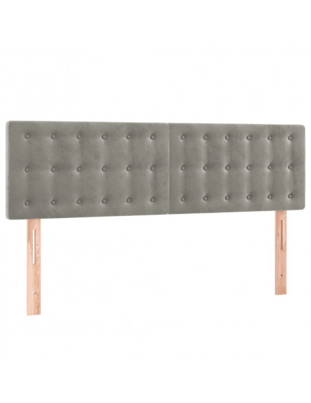 Testiera a LED Grigio Chiaro 144x5x78/88 cm in Velluto
