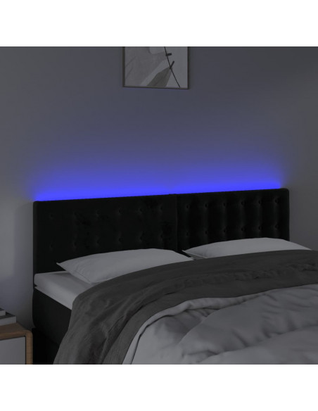 Testiera a LED Nera 144x5x78/88 cm in Velluto