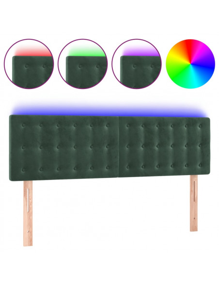 Testiera a LED Verde Scuro 144x5x78/88 cm in Velluto