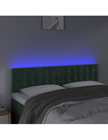 Testiera a LED Verde Scuro 144x5x78/88 cm in Velluto