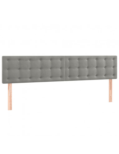 Testiera a LED Grigio Chiaro 160x5x78/88 cm in Velluto