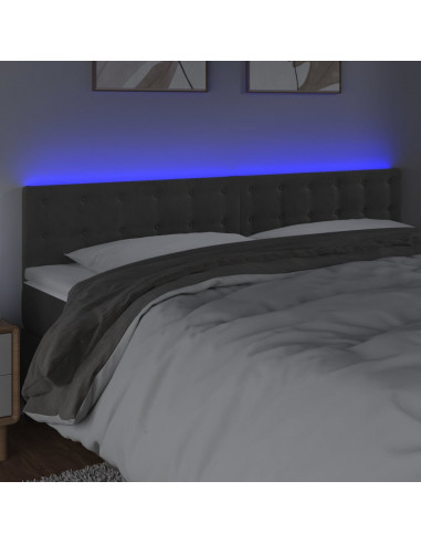 Testiera a LED Grigio Scuro 200x5x78/88 cm in Velluto