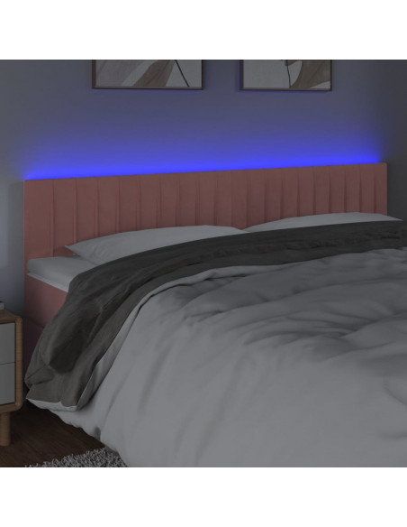 Testiera a LED Rosa 200x5x78/88 cm in Velluto