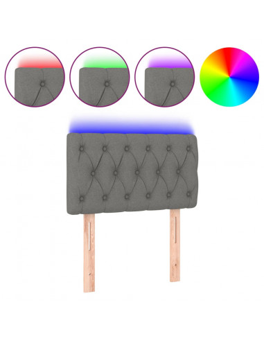 Testiera a LED Grigio Chiaro 80x7x78/88 cm in Tessuto