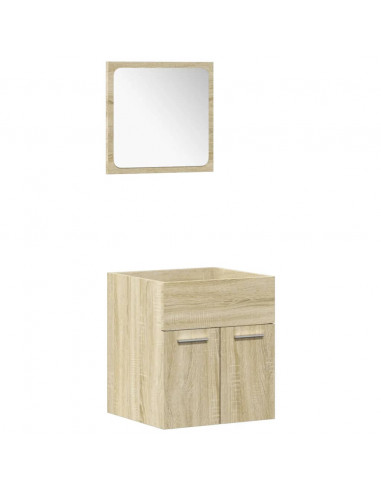 Set Mobili da Bagno 4 pz Rovere Sonoma in Legno Multistrato