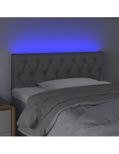 Testiera a LED Grigio Chiaro 90x7x78/88 cm in Tessuto