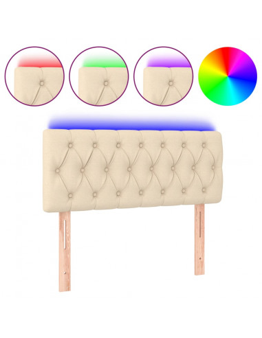 Testiera a LED Crema 90x7x78/88 cm in Tessuto