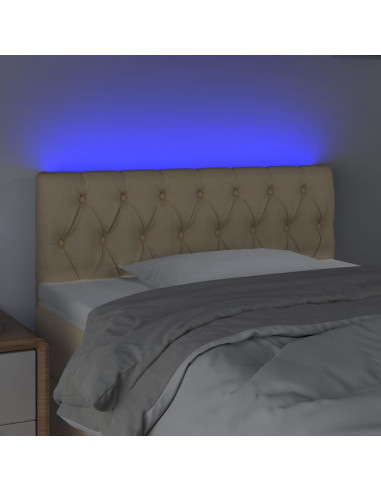 Testiera a LED Crema 90x7x78/88 cm in Tessuto
