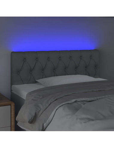 Testiera a LED Grigio Chiaro 100x7x78/88 cm in Tessuto