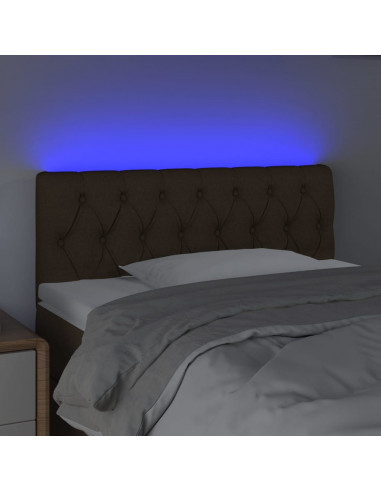 Testiera a LED Marrone Scuro 100x7x78/88 cm in Tessuto