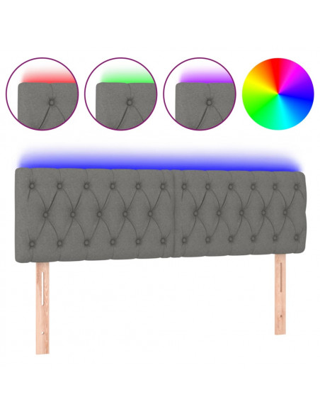 Testiera a LED Grigio Scuro 144x7x78/88 cm in Tessuto