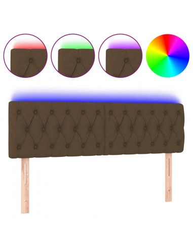 Testiera a LED Marrone Scuro 144x7x78/88 cm in Tessuto