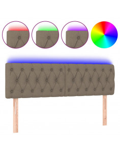 Testiera a LED Tortora 144x7x78/88 cm in Tessuto 2