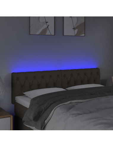 Testiera a LED Tortora 144x7x78/88 cm in Tessuto