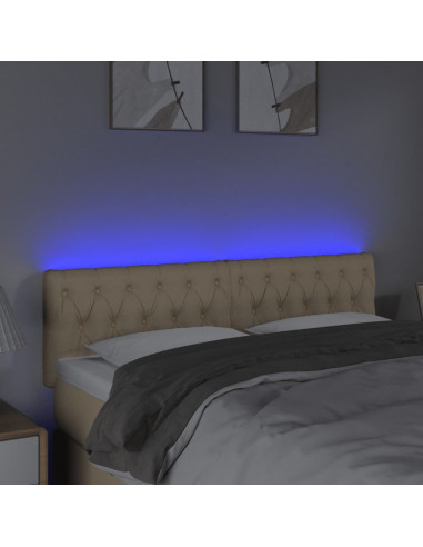 Testiera a LED Crema 144x7x78/88 cm in Tessuto