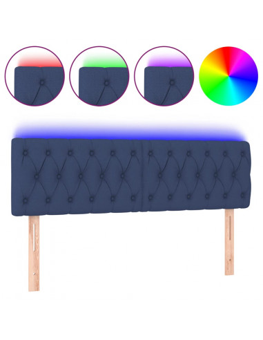 Testiera a LED Blu 144x7x78/88 cm in Tessuto