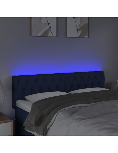 Testiera a LED Blu 144x7x78/88 cm in Tessuto