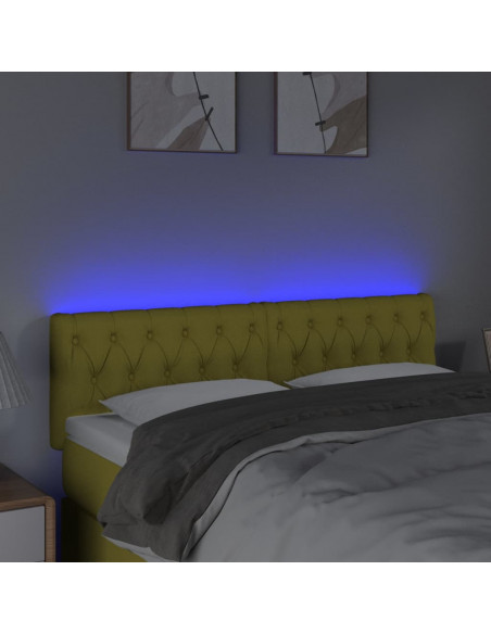 Testiera a LED Verde 144x7x78/88 cm in Tessuto