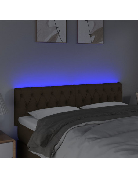 Testiera a LED Marrone Scuro 160x7x78/88 cm in Tessuto