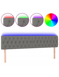 Testiera a LED Grigio Scuro 200x7x78/88 cm in Tessuto 2