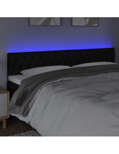 Testiera a LED Nera 200x7x78/88 cm in Tessuto