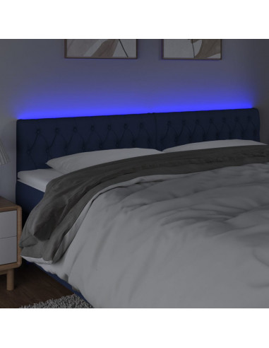 Testiera a LED Blu 200x7x78/88 cm in Tessuto
