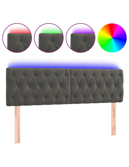 Testiera a LED Grigio Scuro 160x7x78/88 cm in Velluto