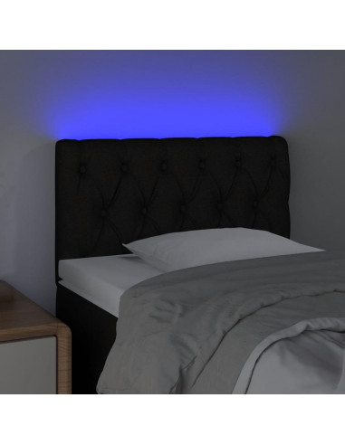 Testiera a LED Nera 80x7x78/88 cm in Tessuto