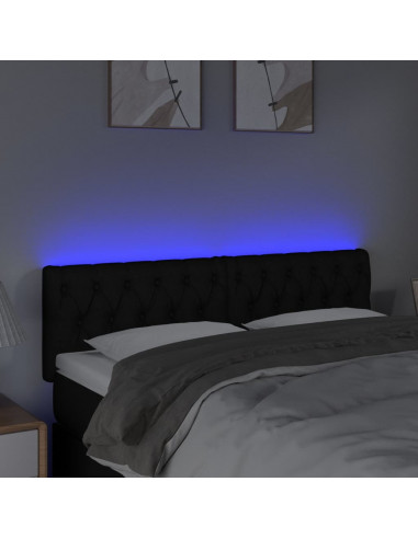 Testiera a LED Nera 144x7x78/88 cm in Tessuto