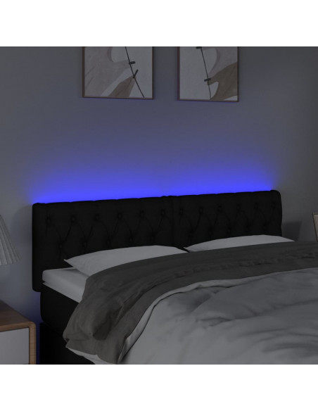 Testiera a LED Nera 144x7x78/88 cm in Tessuto