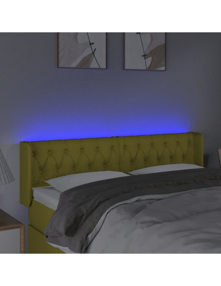 Testiera a LED Verde 147x16x78/88 cm in Tessuto