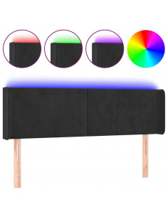 Testiera a LED Nera 147x16x78/88 cm in Velluto 2