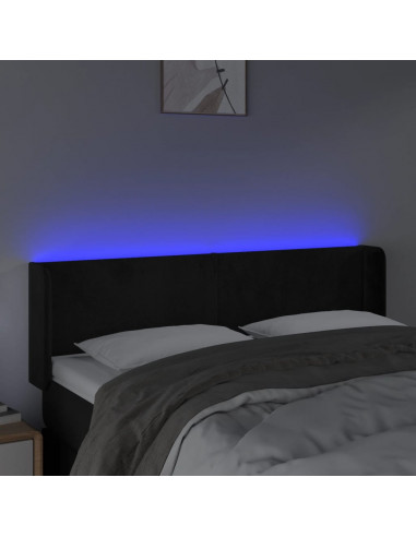 Testiera a LED Nera 147x16x78/88 cm in Velluto