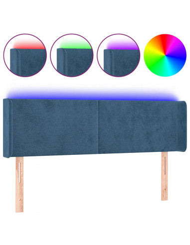 Testiera a LED Blu Scuro 147x16x78/88 cm in Velluto