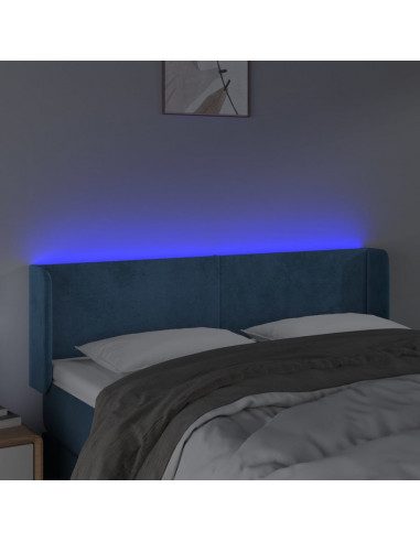 Testiera a LED Blu Scuro 147x16x78/88 cm in Velluto